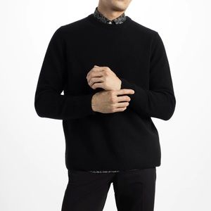 Soft Cloth Black Crew Neck Merino Wool  Sweatshirt in Black SZ L